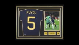 Carles Puyol Official 2010 World Cup Back Signed & Hero Framed Spain 2010 Away Shirt