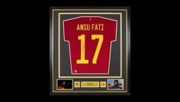 Ansu Fati Official World Cup Back Signed & Framed Spain 2020-21 Home Shirt