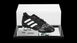 Chris Waddle Official  World Cup Signed Black Boot In Acrylic Case