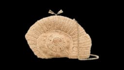 Shell-Shaped Woven Crossbody Bag - Beige