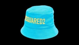 Embroidered-Logo Bucket Hat - Aqua Blue/Yellow