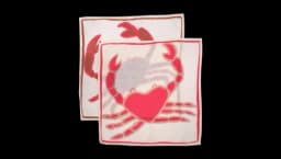 Crab Linen Napkins Set Of 2 - White/Red