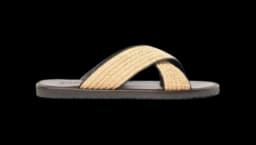 Ettore Crossover-Strap Raffia Sandals - Beige