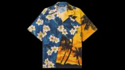 Floral Sunset Short-Sleeve Shirt - Blue/Orange