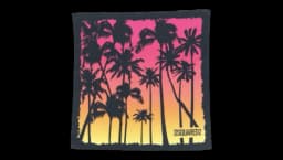 Graphic-Print Cotton Scarf  - Black/Fuchsia Pink/Sunset Yellow