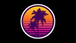Synthwave Sunset Holographic Sticker