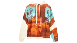 Tropical Hands Print Hoodie - Soft White/Brown