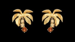 Palm Tree Crystal Clip-On Earrings - Gold