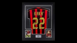 Framed Ricardo Kaka Signed AC Milan Home Soccer Jersey #22 with Beckett Witness