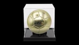 Sir Geoff Hurst Signed Golden Football - In Acrylic Display Case