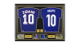 Zinedine Zidane & Kylian Mbappe Official World Cup Signed France Shirts In Dual Frame