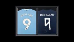 Autographed Erling Haaland Framed Shirts Manchester City & Norway Icon
