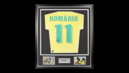 Framed Romario Signed Brazil Shirt: Home, 1970-71 - Premium