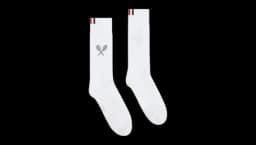 Tennis-Racket Athletic Socks - White