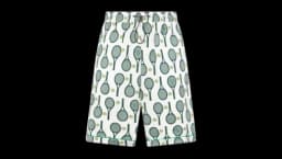 Silk Drawstring Shorts Tennis - White/Green