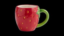 Hand Painted Strawberry Figural Ceramic Mug - Red/Green/Yellow