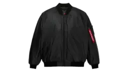 Leather MA-1 Flight Jacket - Black