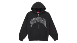 Cracked Raglan Zip Up Hooded Sweatshirt - Black