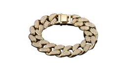Diamond Cuban Link Bracelet in Yellow Gold - 19mm