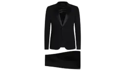 Satin-Trim Suit - Black