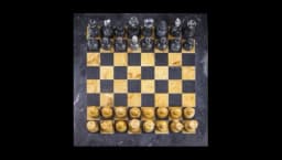 Golden and Black Marble Chess Set in Case - Medium