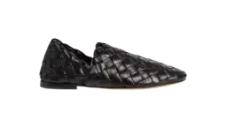 Leather Intrecciato Slippers - Black