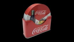 Coaster Set with Standing Metal Holder 6 Pieces - Red