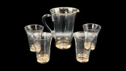 Vintage Murano Glass Lemonade Set with Bullicante Technique & Gold Trim, 1950s, Set Of 5