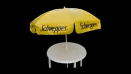 Vintage Shweppes Cage Hotel Table Umberlla - Yellow/Black