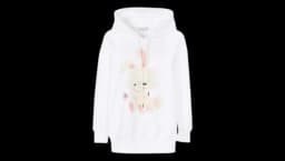 Rabbit-Print Ribbed Hoodie - White