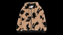 Rabbit-Print Hooded Jacket - Beige