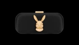Rabbit-Plaque Clutch Bag - Black