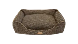 Large FF Jacquard Dog Bed - Brown