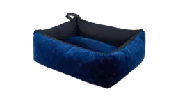 Dog Bed in Monogram Jacquard Velvet - Blue