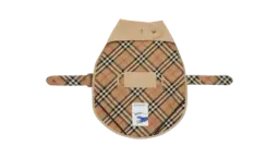 Cotton Gabardine Check Dog Coat - Honey