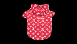 Supreme Pet Box Logo Hoodie - LV Monogram Red/White