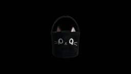 Black Cat Velvet Bucket Bag