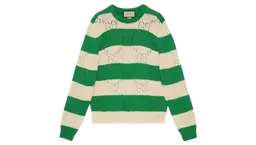 GG Lace Striped Knit Sweater - Green