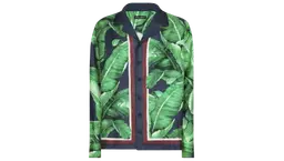 Leaf-Print Silk Shirt - Grass Green