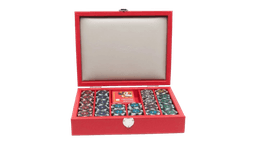 Leather Poker Set - Bright Red/Multicolor