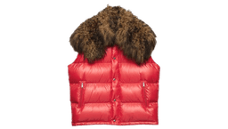 Textured-Collar Puffer Gilet - Red